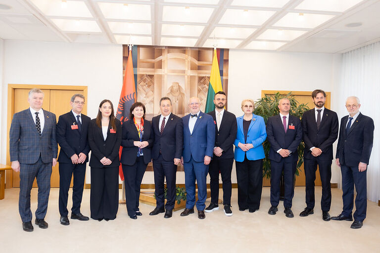 Seimo Pirmininko Juozo Oleko susitikimas su Albanijos parlamento pirmininku Niko Peleshi