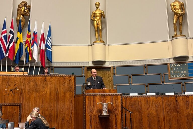 Seimo delegacijos Baltijos Asamblėjoje pirmininkas Giedrius Drukteinis dalyvauja 78–ojoje Šiaurės Tarybos plenarinėje sesijoje Helsinkyje, Suomijoje. Tarptautinių ryšių sk. nuotr. Seimo delegacijos Baltijos Asamblėjoje pirmininkas Giedrius Drukteinis dalyvauja 78–ojoje Šiaurės Tarybos plenarinėje sesijoje Helsinkyje, Suomijoje. Tarptautinių ryšių sk. nuotr.