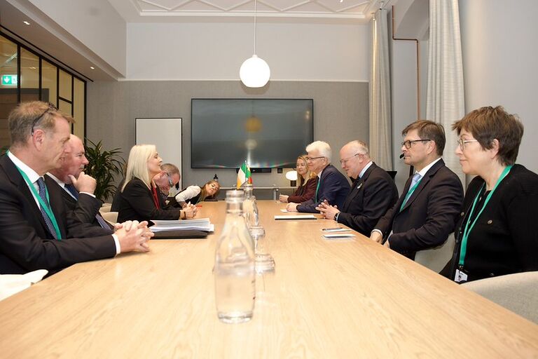 Dvišalis Seimo Pirmininko Juozo Oleko susitikimas su Airijos Irachto Atstovų rūmų delegacija (Šiaurės ir Baltijos šalių (NB8) parlamentų pirmininkų susitikimas. Kopenhaga, Danija)