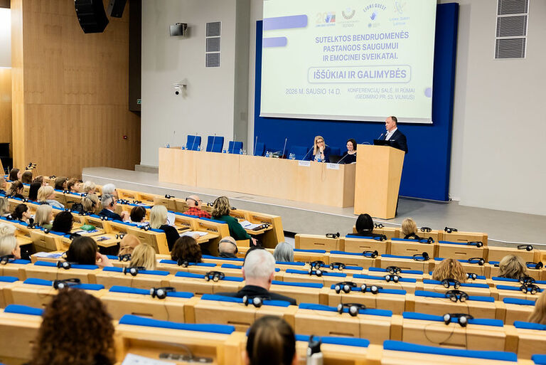 Konferencija „Sutelktos bendruomenės pastangos saugumui ir emocinei sveikatai. Iššūkiai ir galimybės“.