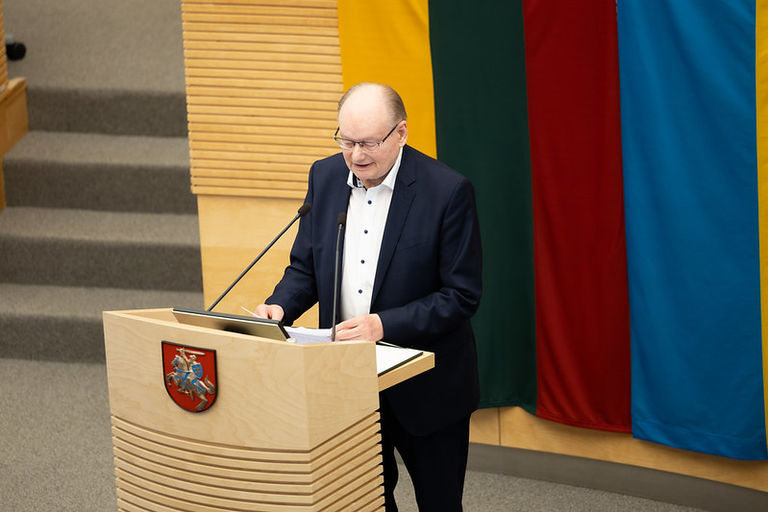 Seimo apdovanojimo - Aleksandro Stulginskio žvaigždės įteikimo ceremonija. Kalba Česlovas Juršėnas. 2025-05-15