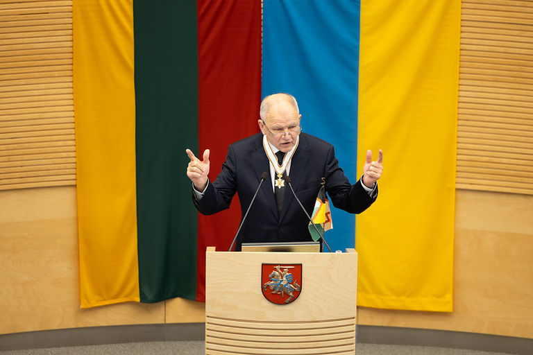 Seimo apdovanojimo - Aleksandro Stulginskio žvaigždės įteikimo ceremonija. Laureatas Vytenis Povilas Andriukaitis. 2025-05-15