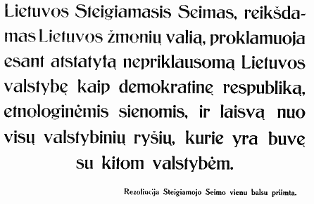 Lietuvos Nepriklausomybės deklaracija