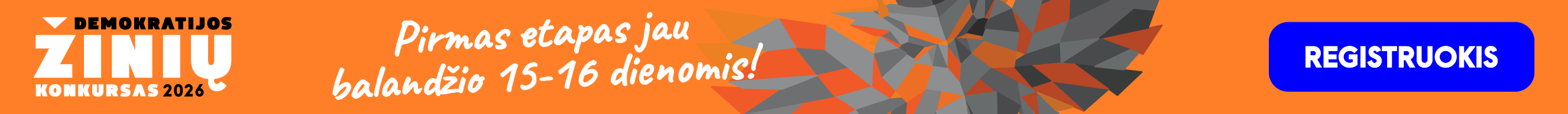 2026 m. Demokratijos žinių konkurso baneris