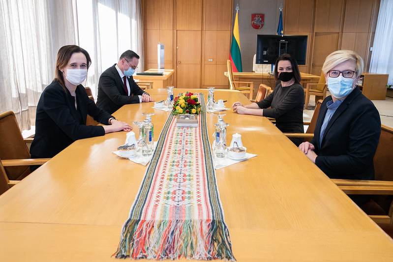 2021 03 22</br>Seimo Pirmininkės V. Čmilytės-Nielsen susitikimas su Ministre Pirmininke I. Šimonyte ir Baltarusijos opozicijos lydere S. Cichanouskaja