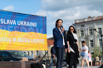 2022 07 25</br> Seimo Pirmininkė V. Čmilytė-Nielsen dalyvavo Ukrainos palaikymo akcijoje