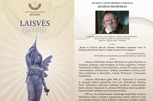Bukletas „Laisvės premijos laureatas Adamas Michnikas“ (PDF)