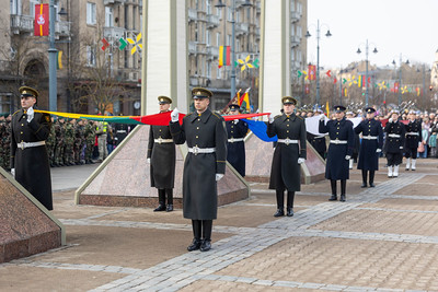 2026 03 11<br>Trijų Baltijos valstybių vėliavų pakėlimo ceremonija Nepriklausomybės aikštėje