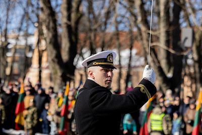 Trijų Baltijos valstybių vėliavų pakėlimo ceremonijos Vilniuje Simono Daukanto aikštėje nuotraukos (2026 02 16)