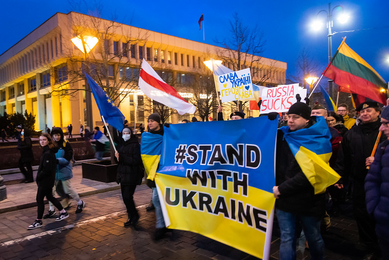 2022 02 24</br>Vienybės ir solidarumo su Ukraina akcija „Laisvė šviečia“